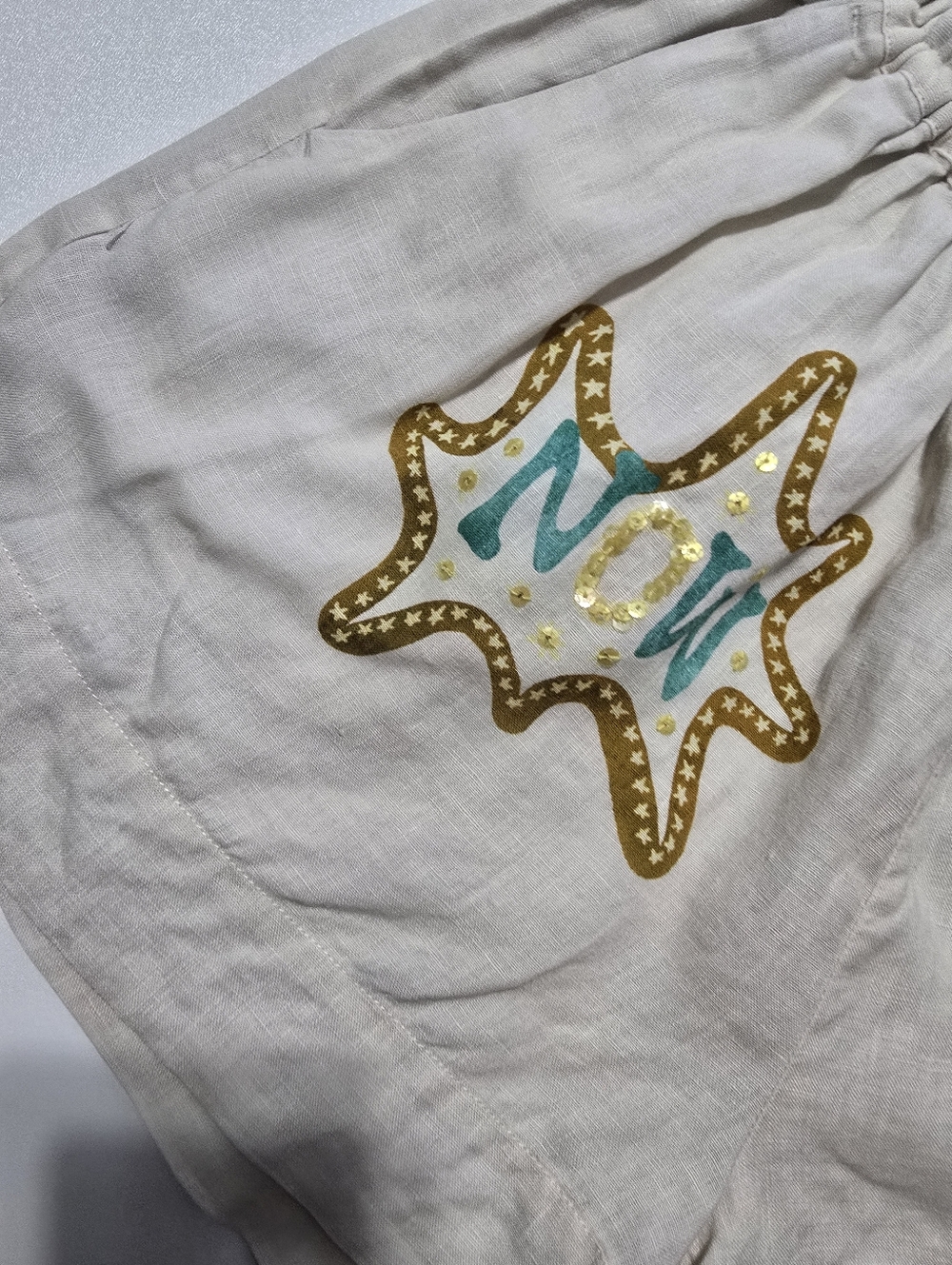 RHODE Audrina Short Off-White Graphic Lilen Size M - Picture 3 of 12